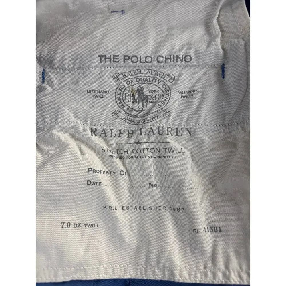 Polo Ralph Lauren Men's Sz 38/30 Blue Chino Pants Trousers Stretch Cotton - Picture 10 of 12
